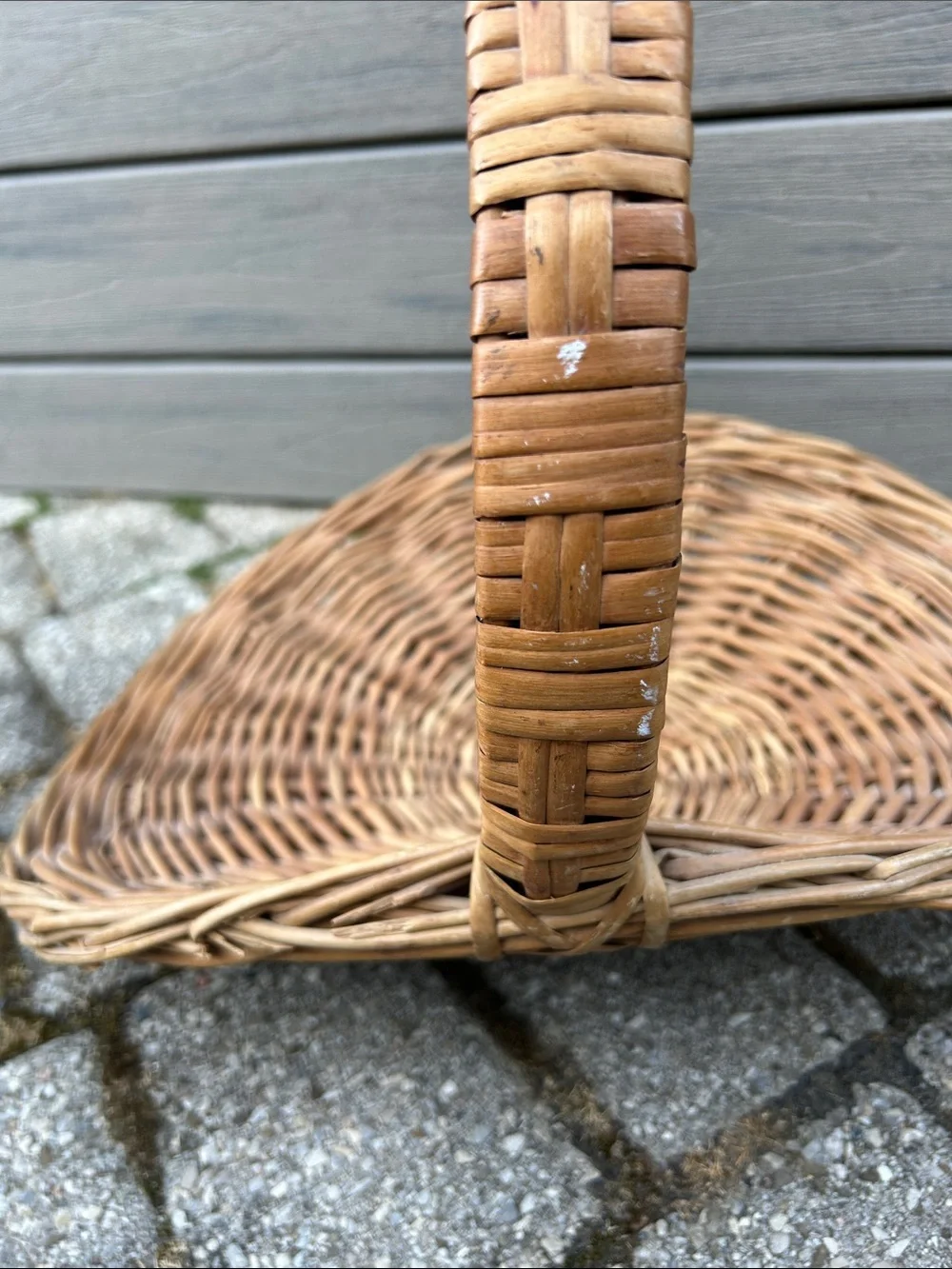 Vintage Wicker Gathering Harvest Basket Herb Flower Garden French Country